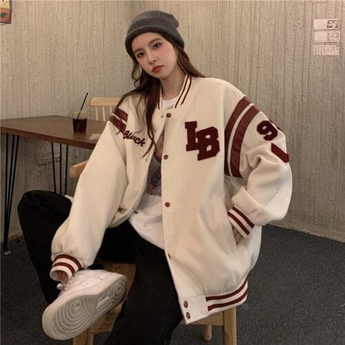 American Baseball Uniform Womens Spring Autumn 2021 New Korean Loose Student Harajuku Casual Jacket Coat Women