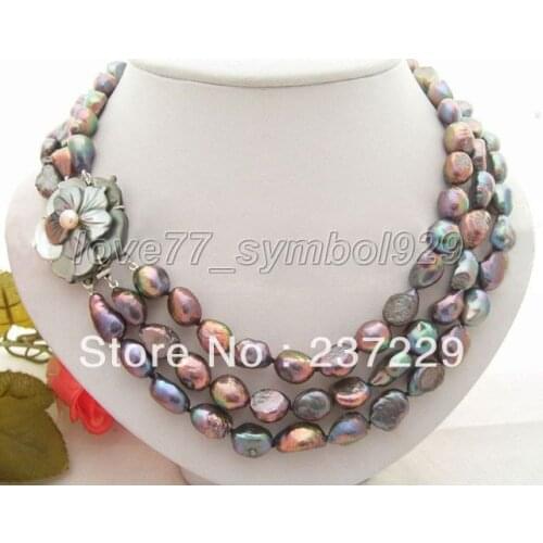 FREE SHIPPING Excellent ! 8-9mm Baroque Pearl Necklace- Cameo Clasp 17"-19"inch