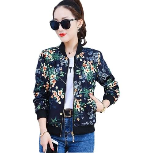 Fashion Womens Coat Spring Autumn Short Wear on Both Sides Printing Coat Womens Plus Size Zipper Outwear Baseball Uniform K30