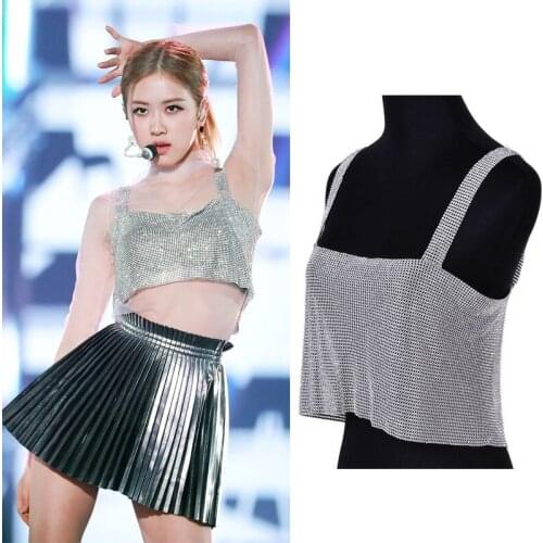 Shiny K-pop Outfit Women Rose Stage Costume Korean Jazz Dancer Outfits Hip-Hop Street Dance Clothes Festival Clothing JL3593