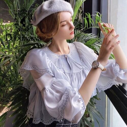 Dabuwawa Bow O-Neck Pleated Front Blouse Shirt Women Ruffle Long Sleeve Elegant Tops Autumn Ladies Sexy Blusas DO1CST020
