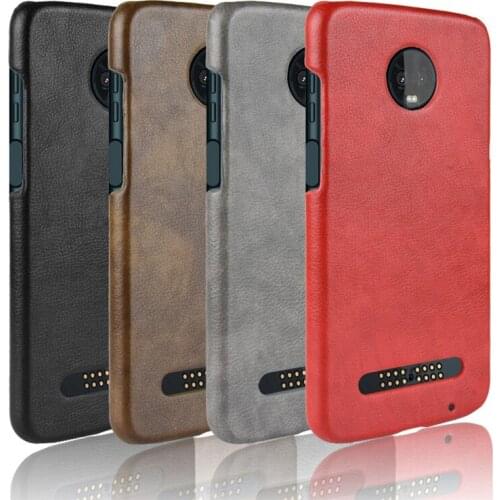 For Motorola Moto Z3 Play Case Luxury Ultra Slim Litchi Cover For Moto Z3 Play Retro PC Shockproof Phone Cases