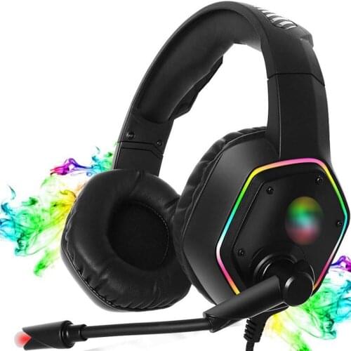For PS4 Gaming Headset RGB LED Lighting Noise Reduction 3.5MM Wired Headphones for XBOX One for Nintend Switch PC Smartphones