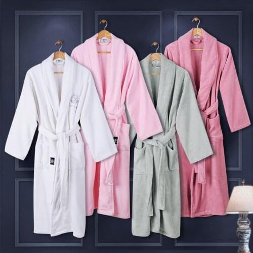 White Women Bathrobe Towel Kimono Bathrobe Gown Lovers Couple Fleece Nightwear Winter Thicken Warm Soft Robe Gown Sleepwear