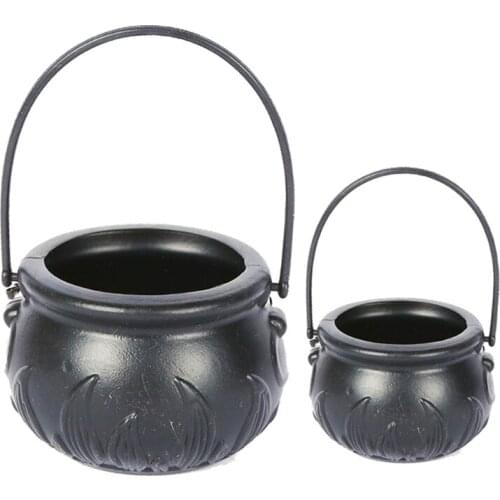 Halloween candy jar Tin can Witch barrel Bucket Pot with Handle black 4pcs