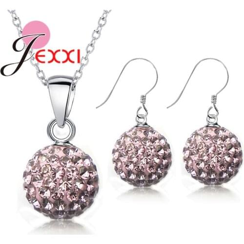 Wholesale Jewelry Set Disco Ball 925 Sterling Silver Hook Earring Necklaces Sets Jewelry Set