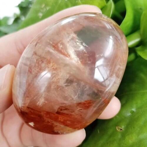 MOKAGY 50mm-65mm Natural Polished Fire Quartz Palm Healing Massage Stones for Gift 1pc