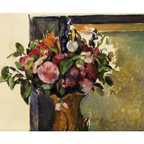 Oil Painting Reproduction on linen canvas,flowers-in-a-vase BY paul Cezanne ,100% handmade,Free dhl Shipping ,Museum quality