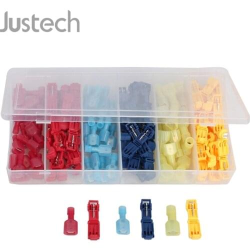 Justech For Scotch Lock Wire Connectors 60 X T-Tap Wire Terminals + 60 X Male Spade Connector Splice Terminals Scotchlock