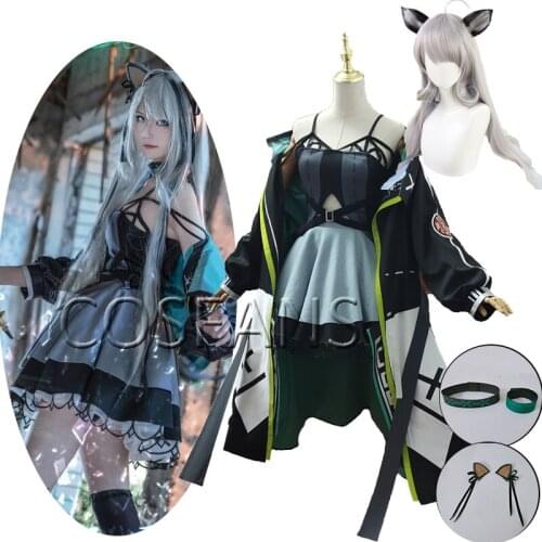Anime Arknights Mint RHODES ISLAND Game Suit Dress Ver.2.0 Combat Uniform Cosplay Costume Halloween Full set of wigs and ears