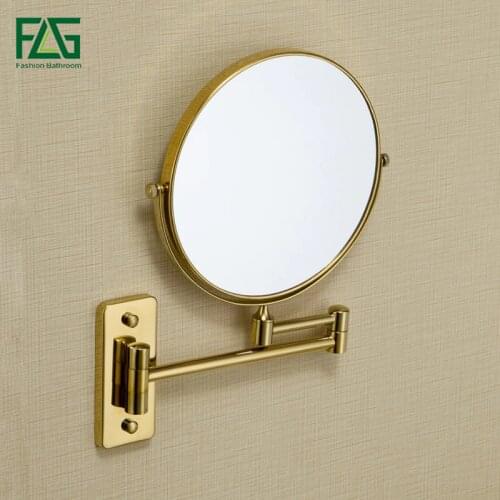 Bath Mirrors 8" Round Wall Dual Makeup Mirror Magnifying Morrir Cosmetic Mirror Bathroom Mirror Brass Golden Mirror