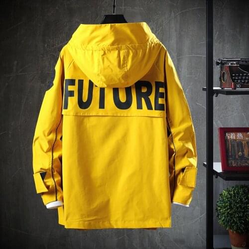 Mens Jackets and Coats Spring Autumn Fashion Casual Loose Zipper Letter Printed Hooded Mens Jacket Streetwear