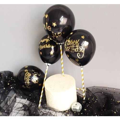 5in Happy Birthday Matte Black Balloon Cake Topper 4 Style Decor for Birthday Party Adults Party Favor Birthday Gift Decor