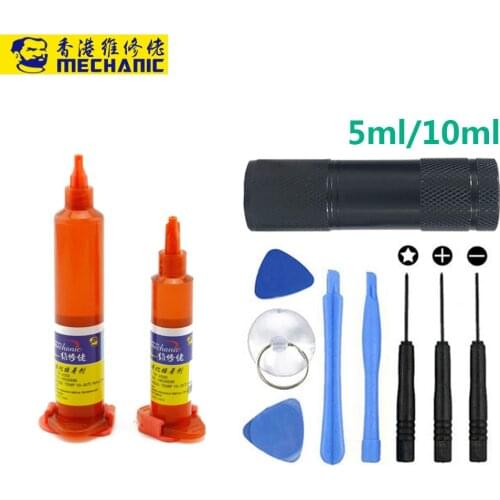 MECHANIC tp-2500 UV Glue LOCA Liquid Optical Clear adhesive tp2500 +UV cutting light for iPhone Samsung glass lens Repair 5/10ml