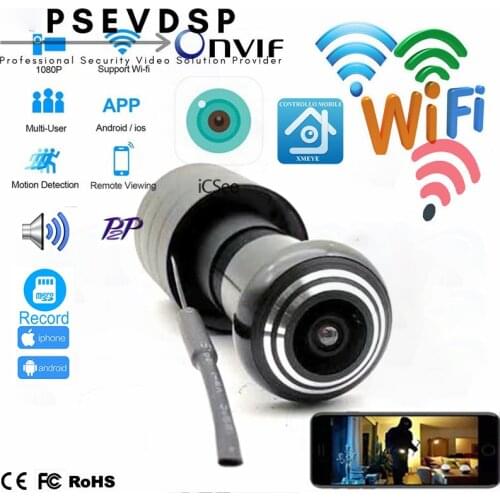 Security 1080P Mini Wifi Door Eye Hole IP Camera Wide Angle 1.66mm FishEye Lens Peephole CCTV Network Audio Camera P2P Onvif