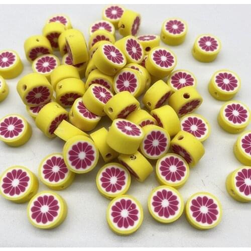 New 30pcs10mm Smiley/Animal/Fruit Beads Polymer Clay Beads Spacer Loose Beads for Jewelry Making DIY Accessories #05