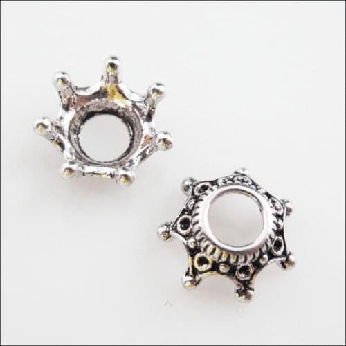 New 40Pcs Tibetan Silver Color Imperial Crown End Bead Caps Craft DIY 13mm