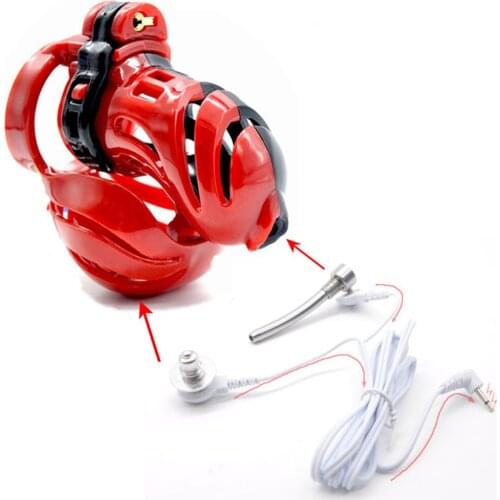 New Plastic Male Cock Lock Penis Ring Electric Shock Chastity Device Cage CB6000 Bondage Restraint SM Electro Sex Toy for Men