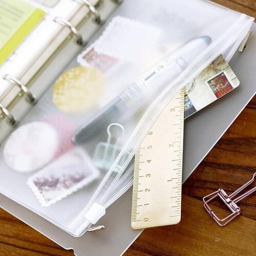 PVC A5 A6 A7 Zipper Bag Transparent Bag Card Bills Bags Loose Leaf Plastic Card Holder Pockets Storage Organizer