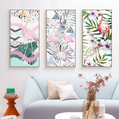 Canvas Poster Palm Leaf Nordic Poster Flower Flamingo Plant Wall Pictures For Living Room Wall Art Canvas Home Decoration