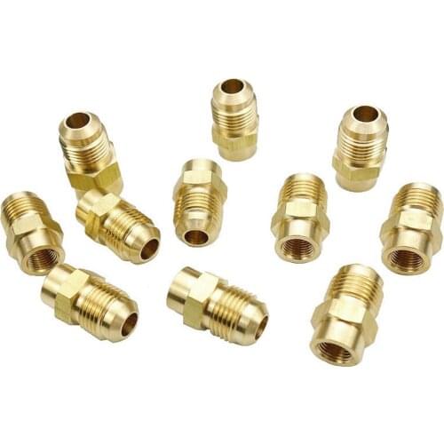 Flare Fit 1/4" 5/16" 3/8" OD Tube x 1/8" 1/4" NPT Female Brass SAE 45 Degree Pipe Fitting Air Condition