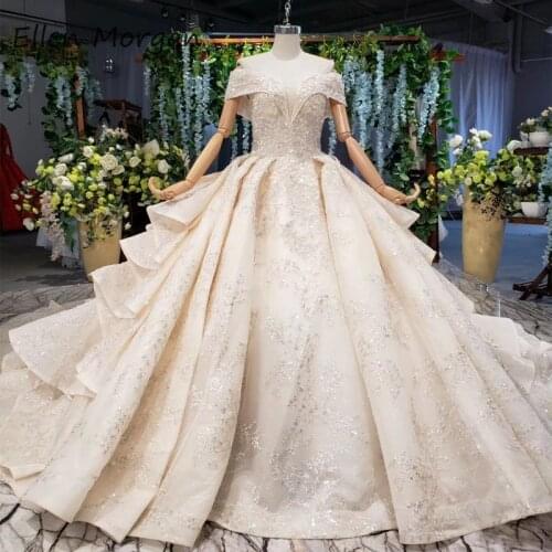 Luxury Off the Shoulder Ball Gowns Wedding Dresses 2020 Vestido De Noiva Ruffles Lace up Real Photos Long Bridal Gowns
