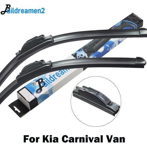 Buildreamen2 2 Pieces Car Wiper Blade Front Windscreen Rubber Wiper For Kia Carnival Van Fit Hook Arm 1998-2018