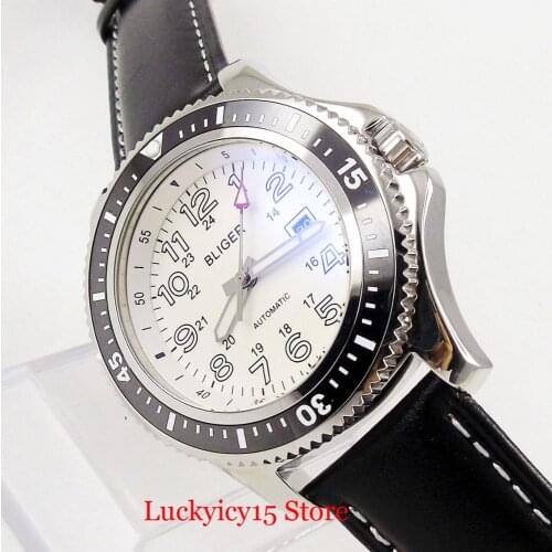 Sport Fashional 44mm White Dial Date Window Rotating Bezel Men Wristwatch MIYOTA Movement Men Wristwatch