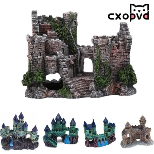 Ancient aquarium Castle Decoration Artificial Resin Construction Rocks Cave for Aquarium Fish Tank Landscaping Ornament