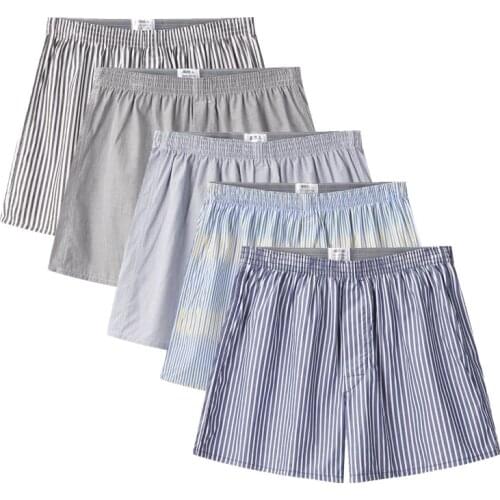 4 Packet Classic Striped Mens Boxers Cotton Mens Underwear Trunks Woven Homme Arrow Panties Loose Boxer Plus Size 4XL 5XL 6XL