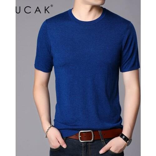 UCAK Brand Sweater Men Clothing Casual Short Sleeve O-Neck Pull Homme Pullover Spring New Arrivals Male Soft Wool Sweaters U1225