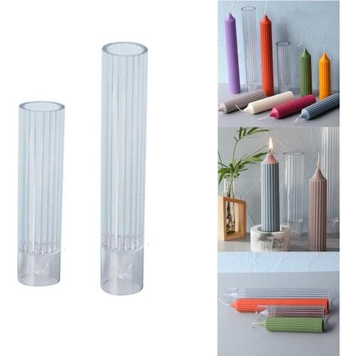 1PC Long Pole Plastic Candle Mold Match Large Cylinder Rib DIY Soap Making Crafts Clay Tools Church Party Wedding Supplies