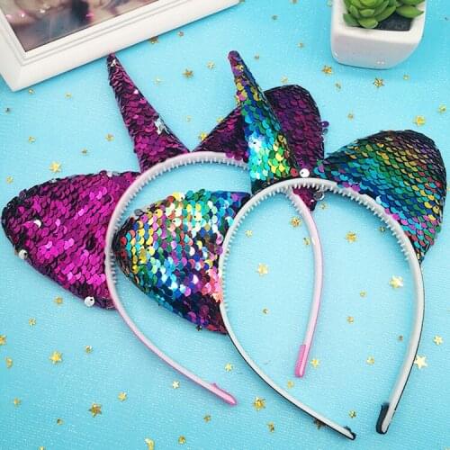 1PC Handmade Kids Party Gold Unicorn Headband Horn Gold Glittery Beautiful Headwear Hairband Hair Accessories Gold/Silve