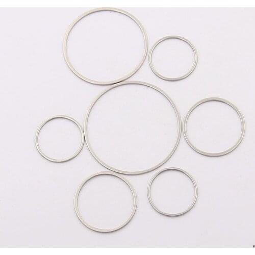 10PCS 4 Size Circle Charm Stainless Steel Pendant Open Bezels Hollow Pressed Resin Frame Mold Bezel DIY Jewelry Making