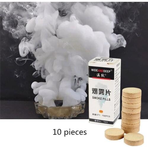 10Pcs/Box White Smoke Cake Pills Show Smoke Bomb Divine Halloween Photography Aid Decoration Tool Props Round Party DIY Decor