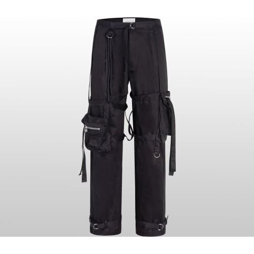 2021 Men clothing Hair Stylist fashion Detachable large pocket functional tooling straight Pants plus size costumes 27-46