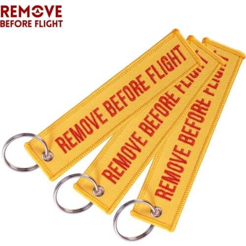 3PCS Car Keychain Orange Remove Before Flight Embroidery Key Ring Luggage Safety Tag Motorcycle Key Chains for Aviation Gift New