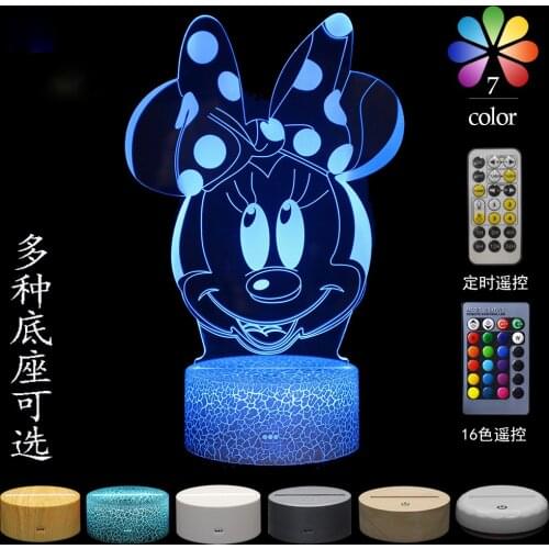 Disney Mickey Minnie 3D Creative Table Lamp Valentines Day 7/16 LED Light Holiday Gift Night Light Decoration Birthday Gift