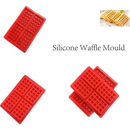 4 cavity Silicone Waffle Mold Kitchen Bakeware DIY Desserts Baking Mousse Cake Moulds Pan Tools