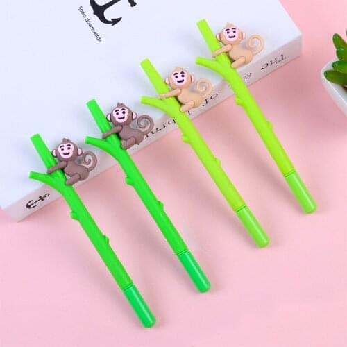 40PCS Korean Creative New Cartoon Cute Cartoon Tree Climbing Monkey Neutral Pen Students Study Stationery Office Accessories