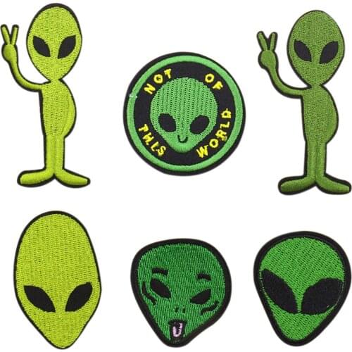 6PCS Cartoon Cloth Stickers Alien Embroidery Cloth Stickers DIY Childrens Clothing Patch Stickers Coat Decoration Cloth Sticker