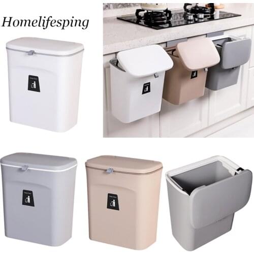 7L / 9L Wall Mounted Trash Can Bin With Lid Waste Bin Kitchen Cabinet Door Hanging Trash Bin Garbage Car Recycle Dustbin Rubbish