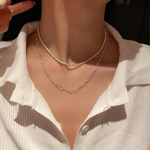 AOMU 2021 New Design Vintage Temperament Simple Shiny Clavicle Chain For Women Girls Party Wild Elegant Jewelry Accessories