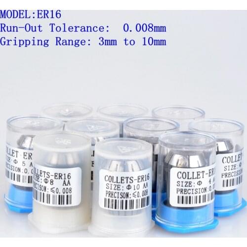 AA grade Precision 0.008 1Pcs ER16 1mm-10mm 1/4 1/8 Spring Collet Set CNC Milling Lathe Tool ER16 Spring Collet Chuck