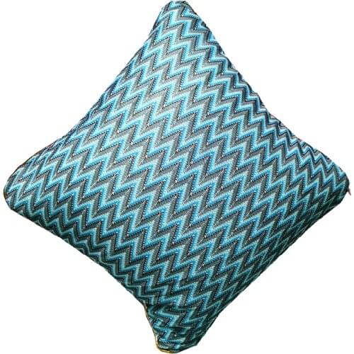 Cushion Cover For Home Wave Striped Zig zag Knitted Mesh Fabrics Sky Blue Zipper Pocket 45*45cm