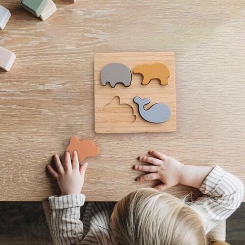 Baby 3D Puzzles Jigsaw Wooden Toys For Kids Cartoon Animal Traffic Puzzles Intelligence Children Early Educational Toys