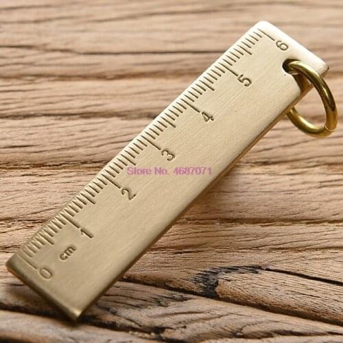 By DHL 200pcs length 6cm Super thick copper straightedge stationery Outdoor pendant multi-tool Rulers