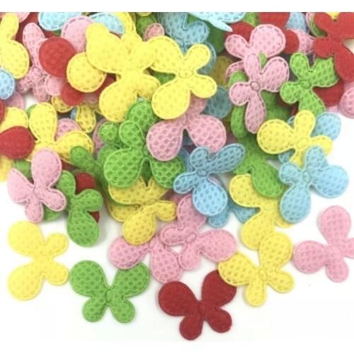DIY 400pcs Mixed Colors butterfly Felt Appliques Plaid Felt Appliques Crafts