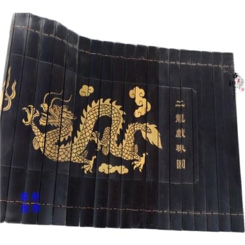 Two dragons playing with pearls) bamboo carving collection in ancient bamboo slips study