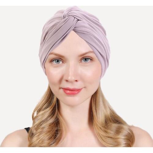 Spring and autumn double-layer super soft stretch cotton Muslim turban hat, cross-shaped twisted hat, toe cap, arab hat women